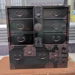 明治期 打ち出し金具時代庄内箪笥 タンス 収納 古家具 古民家 時代家具