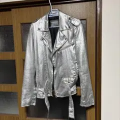 ZARA MAN メタリックシルバーライダースジャケット