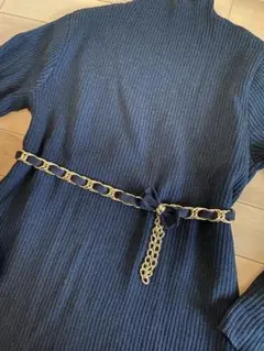 ⑤かわいいリボン付き ゴールドチェーンベルト　パーティー　社交ダンスなどベルト