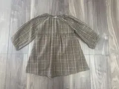 プティマイン 秋冬 チェック チュニック ワンピース 90 ブラウン 美品