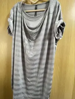 グレー ストライプ 半袖Tシャツのサムネイル