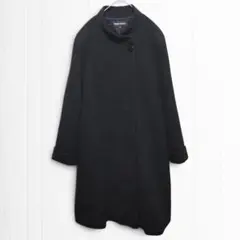 【東京ソワール】アンゴラ ウール ロングコート 比翼 ブラックフォーマル L 黒