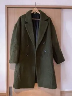 1/27まで掲載オリーブグリーン ボア ダブルブレストコート
