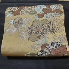 金色 花柄 袋帯
