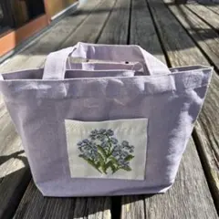 花柄クロスステッチ刺繍 ミニトートバッグ