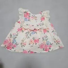 美品。petit main フラワープリント トップス 90