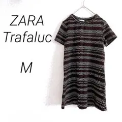 ZARA Trafaluc ザラ　半袖ジャガードワンピース　チュニック　M 黒赤