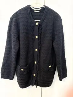 GU ジーユー　ツイーディーニットカーディガン　ネイビー　Ｍ