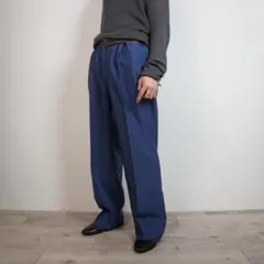 vintage ノータックスラックスパンツ ストレート ブルー/PW195