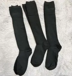 ❇️ハイソックス ブラック レディース 靴下 無地 綿 ロングソックス　3足　黒