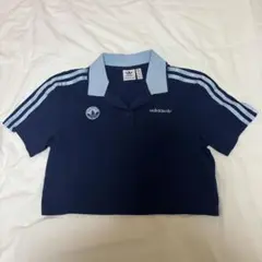 adidas クロップドポロシャツ ネイビー