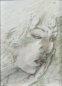 鉛筆画 人物画 木製フレーム付き 万丈 ましかくフォトフレーム 3WAYましかくフレーム 20角 全6色