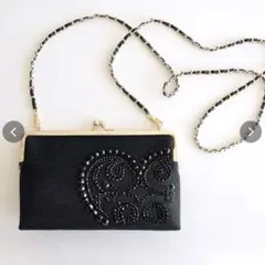 ハローキティ ふくれ織 がま口チャーム付き財布 京都刺繍キラキラ 