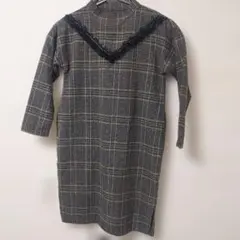 チェック柄七分袖ワンピース