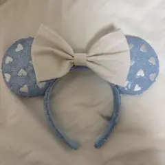 ディズニー　ミニー　スパンコールカチューシャ　水色