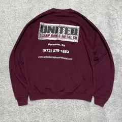 ジャージーズ　スウェット　90s 00s 両面プリント　企業　バーガンディー　L