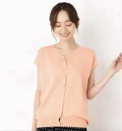 新品未使用！サマー ニット サーモンオレンジ　M