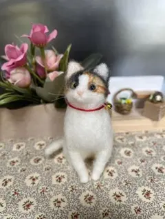 羊毛フェルト 猫 猫フレーム ハチワレ黒猫ちゃん - メルカリ