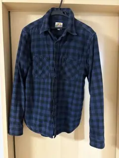 CLASS-5 ネルシャツ　ネイビー/ブラックチェック 長袖シャツ XL