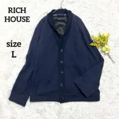スウェットカーディガン メンズ 裏起毛 アウター ネイビー L 韓国系