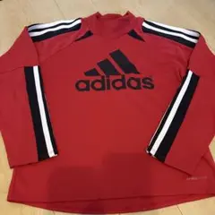 adidas 赤 長袖シャツ ストライプ
