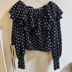 水玉フリルオフショル2way長袖ブラウス eimy