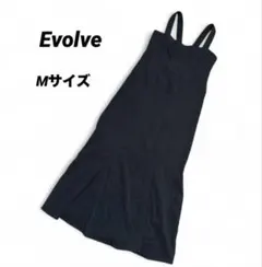 ★美品【エボルブ】薄ベロア キャミソール ロングワンピース 春コーデ黒M