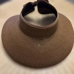 ペーパー素材 サンバイザー ブラウン リボン