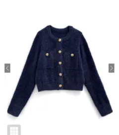 GRL ラメフェザーカーディガンネイビー　[kz618]