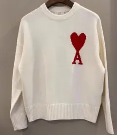 ✨新品✨AMI PARIS ホワイト ニットセーター ハート 男女兼用 M2