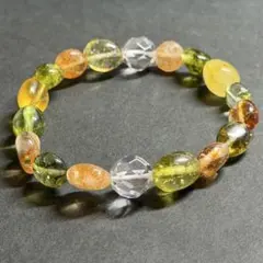 PB592 天然石 パワーストーン イエロー&グリーン カラークリスタル ブレス