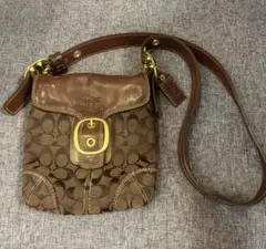 Coach ショルダーバッグ ブラウン レザー/キャンバス