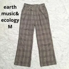 earth music&ecology チェックタックパンツ ブラウン M