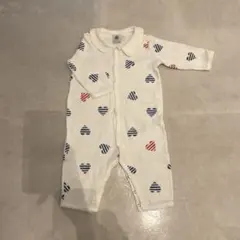 ハート柄 コットンロンパース 長袖　プチバトー