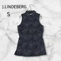 J.LINDEBERG ノースリーブポロシャツ　ネイビー　総柄　S ゴルフのサムネイル