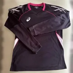 asics バレーボール 長袖シャツ M ブラック/ピンク