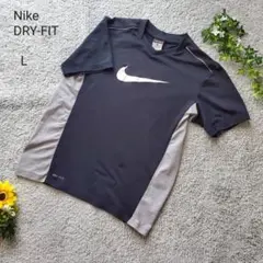 ナイキ DRI-FIT 半袖シャツ L 黒 グレー メンズ スポーツ 速乾 ロゴのサムネイル