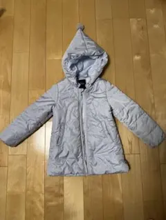 ライトブルー　フード付き中綿コート