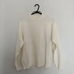 【MONO-MART】スウェットライクウォッシャブルルーズセミモックネックニット