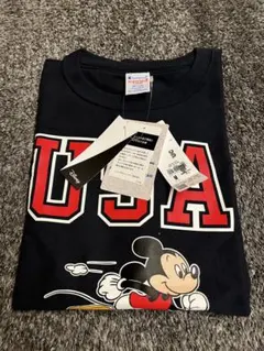 [新品]チャンピオン リバースウィーブ 半袖 Tシャツ M ネイビーミッキー