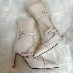 【新品未使用】Her lip to ハーリップトゥ シアードット ブーツホワイト