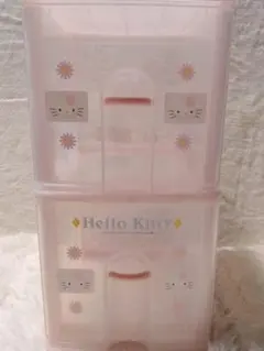 Hello Kitty 2段チェスト　CD収納ボックス　 ピンク　レトロ