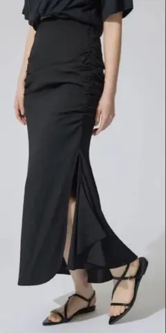 rienda ギャザーマーメイドジャストウエストスカート ブラック　新品タグ付き