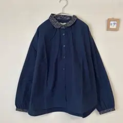 cloudnine クラウドナイン 花柄 丸襟ブラウス 前開き コットン100％