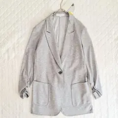 自由区　タグ付　洗える　テーラードジャケット　40(L)　薄手　グレー