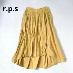p42【r.p.s】アシンメトリーロングフレアスカート　イエロー　コットン100