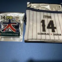 WBC 2026 伊藤大海 14 ユニフォーム型ポーチ ピンバッジ
