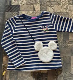 ミッキー＆ミニー 刺繍 ボーダートレーナー ポシェット付き