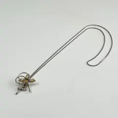 ヴィンテージ 花モチーフ リング ストーン シルバー ネックレス ストーン付き