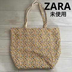 ZARA 花柄 リバーシブル トートバッグ オレンジのサムネイル